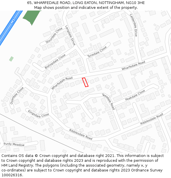 65, WHARFEDALE ROAD, LONG EATON, NOTTINGHAM, NG10 3HE: Location map and indicative extent of plot