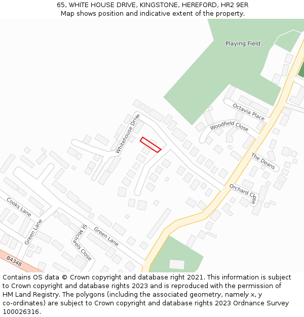 65, WHITE HOUSE DRIVE, KINGSTONE, HEREFORD, HR2 9ER: Location map and indicative extent of plot