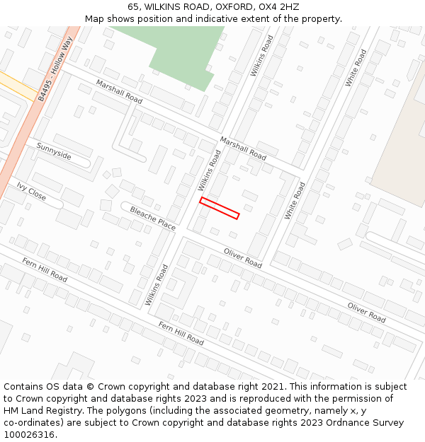 65, WILKINS ROAD, OXFORD, OX4 2HZ: Location map and indicative extent of plot