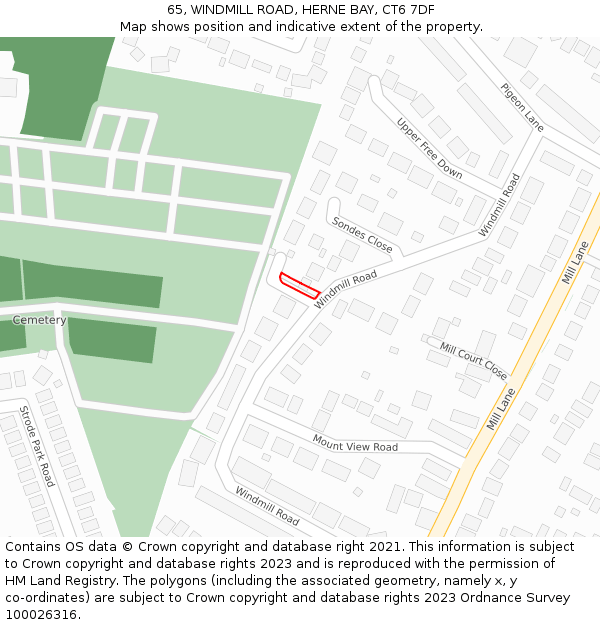 65, WINDMILL ROAD, HERNE BAY, CT6 7DF: Location map and indicative extent of plot