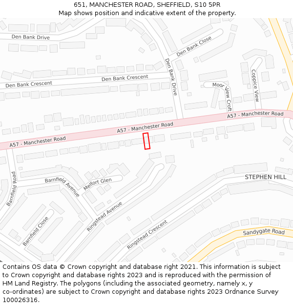 651, MANCHESTER ROAD, SHEFFIELD, S10 5PR: Location map and indicative extent of plot