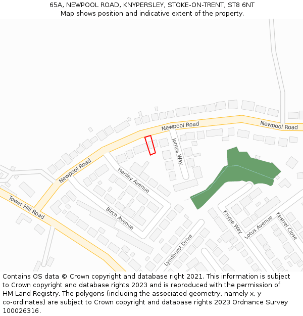 65A, NEWPOOL ROAD, KNYPERSLEY, STOKE-ON-TRENT, ST8 6NT: Location map and indicative extent of plot