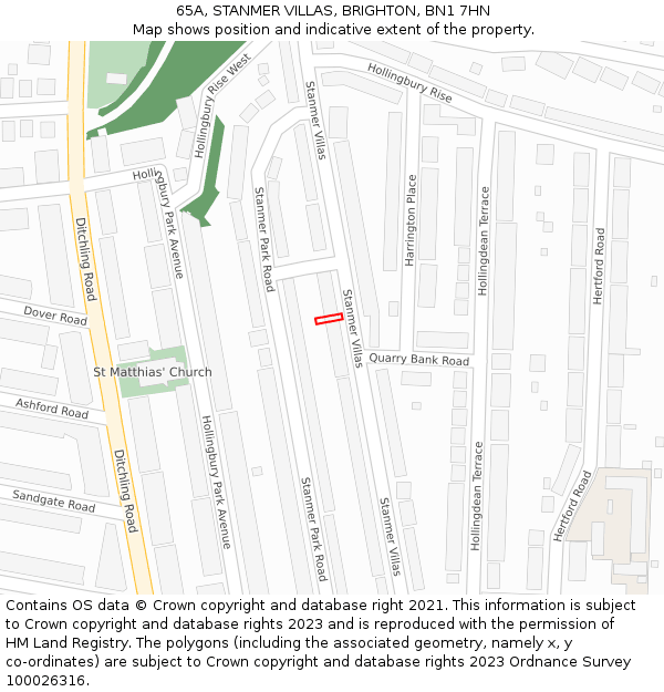 65A, STANMER VILLAS, BRIGHTON, BN1 7HN: Location map and indicative extent of plot