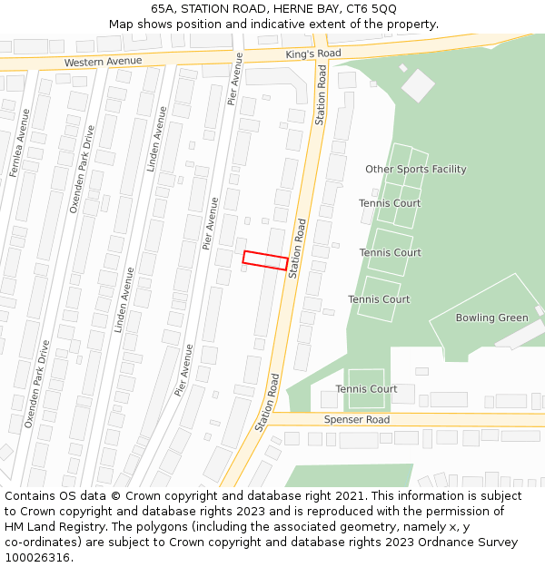 65A, STATION ROAD, HERNE BAY, CT6 5QQ: Location map and indicative extent of plot