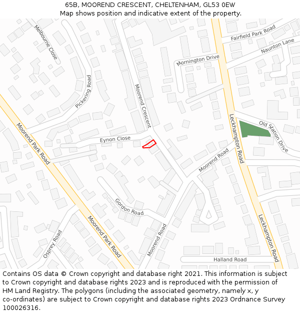 65B, MOOREND CRESCENT, CHELTENHAM, GL53 0EW: Location map and indicative extent of plot