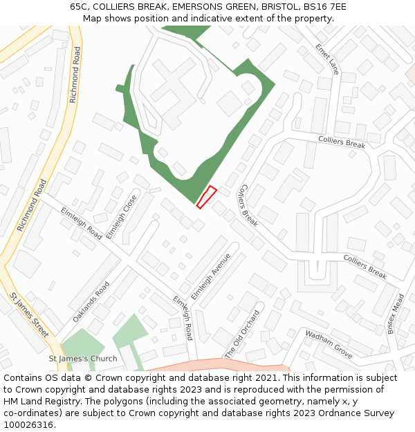 65C, COLLIERS BREAK, EMERSONS GREEN, BRISTOL, BS16 7EE: Location map and indicative extent of plot