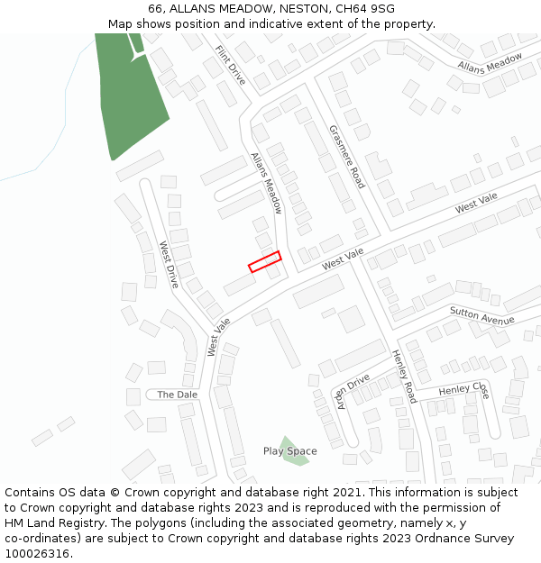 66, ALLANS MEADOW, NESTON, CH64 9SG: Location map and indicative extent of plot