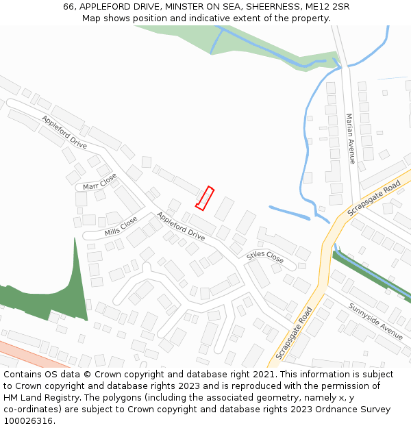 66, APPLEFORD DRIVE, MINSTER ON SEA, SHEERNESS, ME12 2SR: Location map and indicative extent of plot