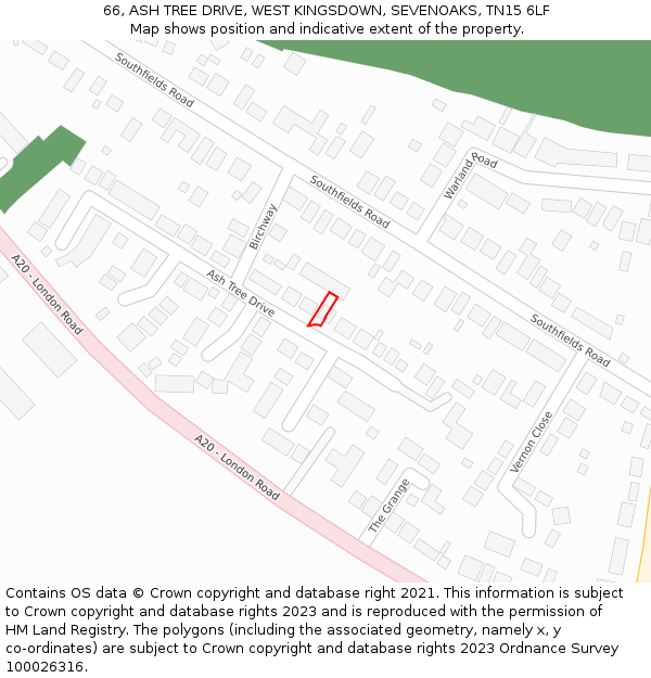 66, ASH TREE DRIVE, WEST KINGSDOWN, SEVENOAKS, TN15 6LF: Location map and indicative extent of plot