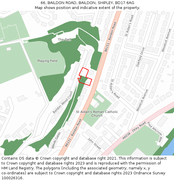 66, BAILDON ROAD, BAILDON, SHIPLEY, BD17 6AG: Location map and indicative extent of plot