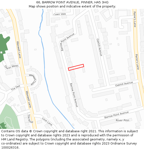 66, BARROW POINT AVENUE, PINNER, HA5 3HG: Location map and indicative extent of plot