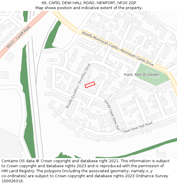 66, CAPEL DEWI HALL ROAD, NEWPORT, NP20 2QP: Location map and indicative extent of plot