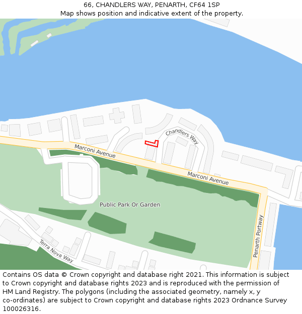 66, CHANDLERS WAY, PENARTH, CF64 1SP: Location map and indicative extent of plot