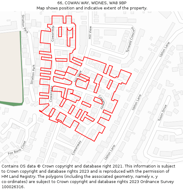 66, COWAN WAY, WIDNES, WA8 9BP: Location map and indicative extent of plot