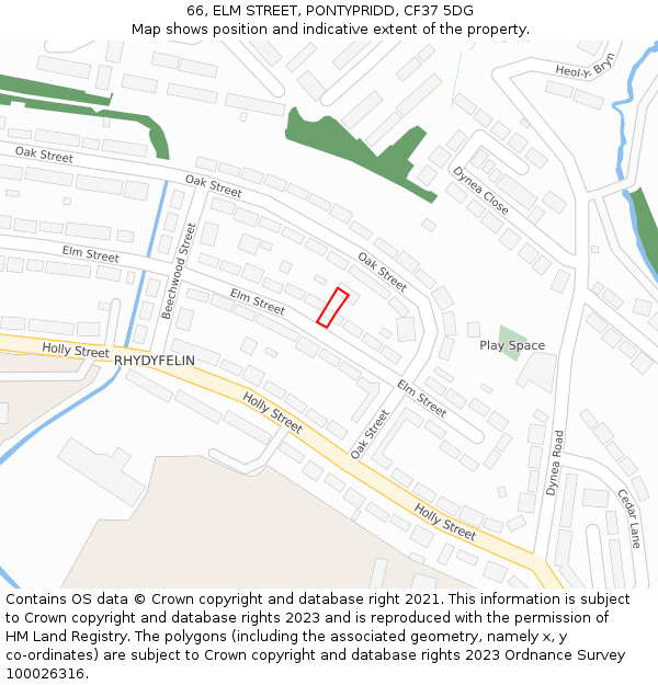 66, ELM STREET, PONTYPRIDD, CF37 5DG: Location map and indicative extent of plot