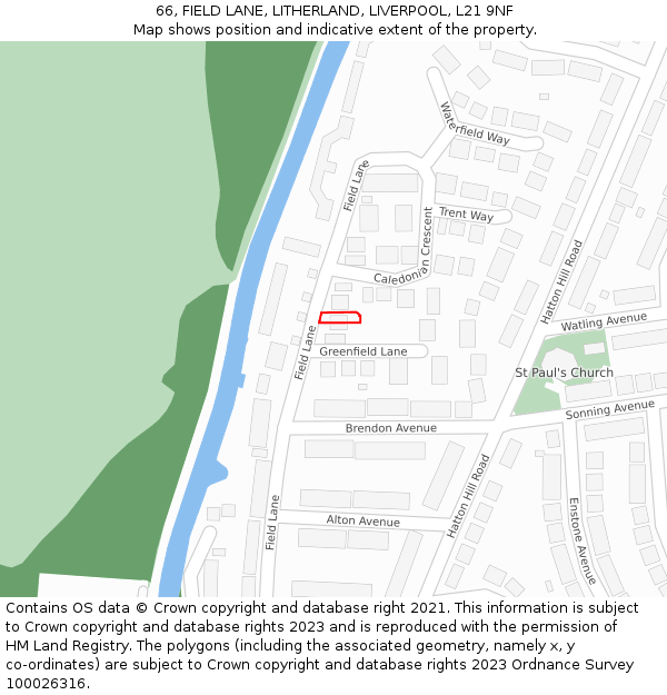 66, FIELD LANE, LITHERLAND, LIVERPOOL, L21 9NF: Location map and indicative extent of plot