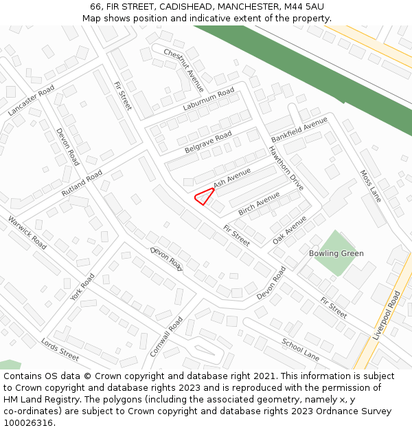 66, FIR STREET, CADISHEAD, MANCHESTER, M44 5AU: Location map and indicative extent of plot