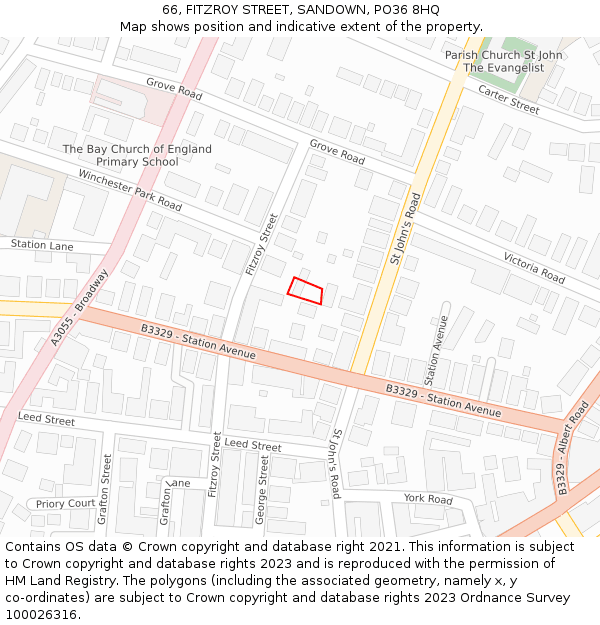 66, FITZROY STREET, SANDOWN, PO36 8HQ: Location map and indicative extent of plot