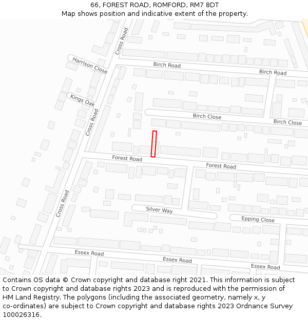 66, FOREST ROAD, ROMFORD, RM7 8DT: Location map and indicative extent of plot