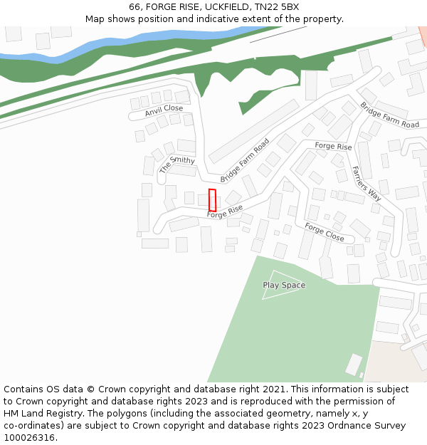66, FORGE RISE, UCKFIELD, TN22 5BX: Location map and indicative extent of plot