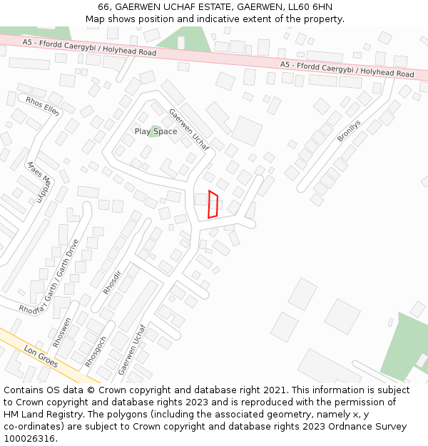 66, GAERWEN UCHAF ESTATE, GAERWEN, LL60 6HN: Location map and indicative extent of plot