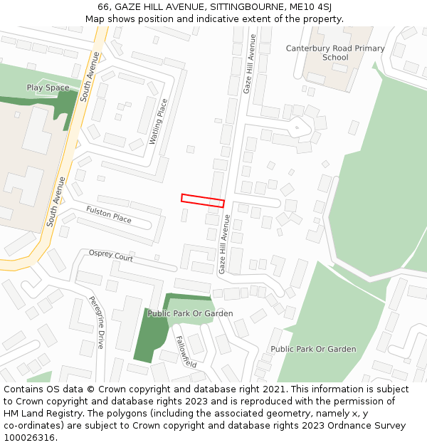 66, GAZE HILL AVENUE, SITTINGBOURNE, ME10 4SJ: Location map and indicative extent of plot