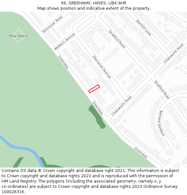 66, GREENWAY, HAYES, UB4 9HR: Location map and indicative extent of plot