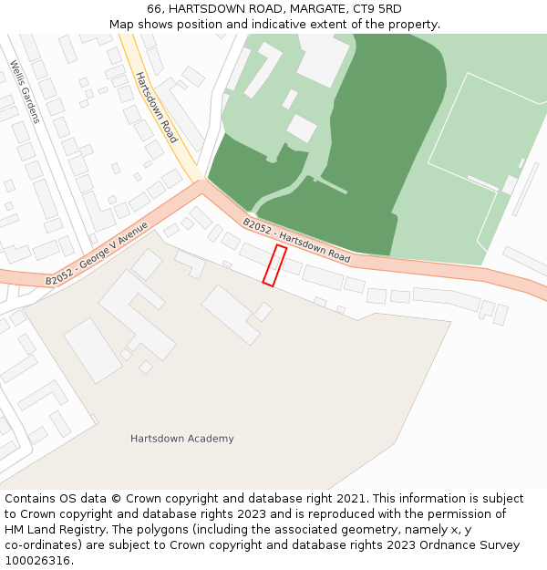 66, HARTSDOWN ROAD, MARGATE, CT9 5RD: Location map and indicative extent of plot