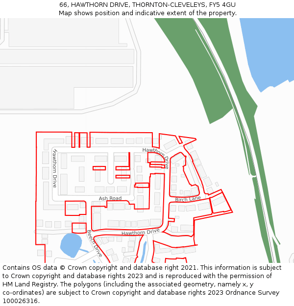 66, HAWTHORN DRIVE, THORNTON-CLEVELEYS, FY5 4GU: Location map and indicative extent of plot