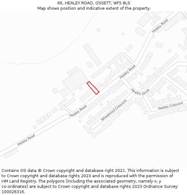 66, HEALEY ROAD, OSSETT, WF5 8LS: Location map and indicative extent of plot