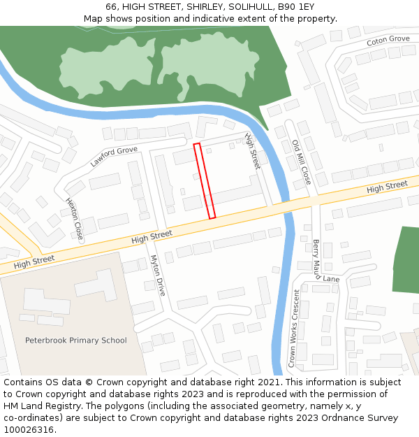 66, HIGH STREET, SHIRLEY, SOLIHULL, B90 1EY: Location map and indicative extent of plot