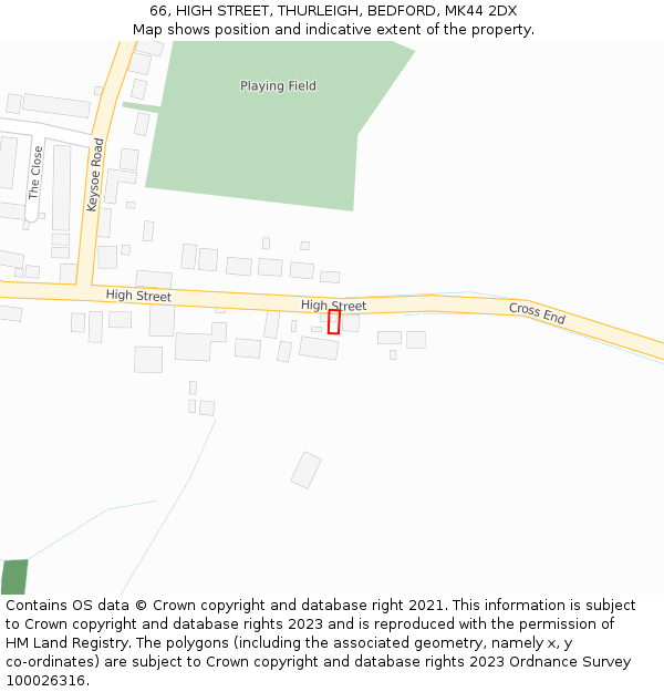 66, HIGH STREET, THURLEIGH, BEDFORD, MK44 2DX: Location map and indicative extent of plot