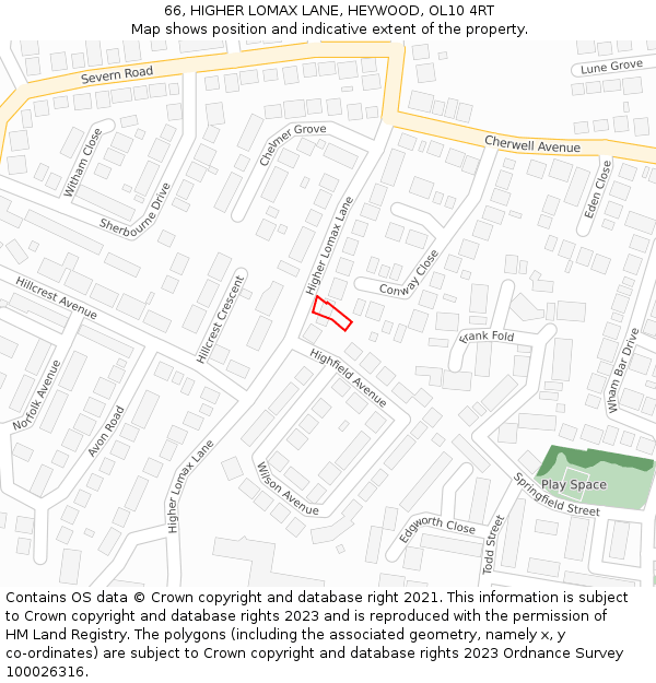 66, HIGHER LOMAX LANE, HEYWOOD, OL10 4RT: Location map and indicative extent of plot