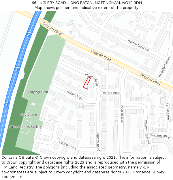 66, INGLEBY ROAD, LONG EATON, NOTTINGHAM, NG10 3DH: Location map and indicative extent of plot