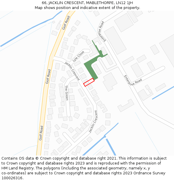 66, JACKLIN CRESCENT, MABLETHORPE, LN12 1JH: Location map and indicative extent of plot