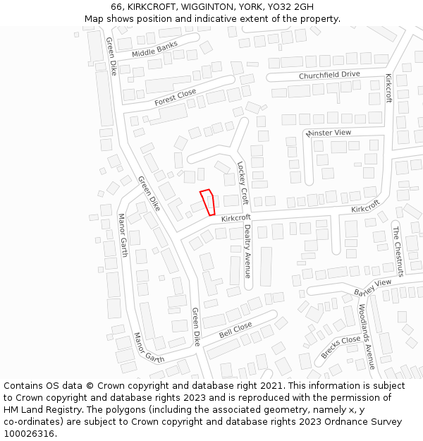 66, KIRKCROFT, WIGGINTON, YORK, YO32 2GH: Location map and indicative extent of plot