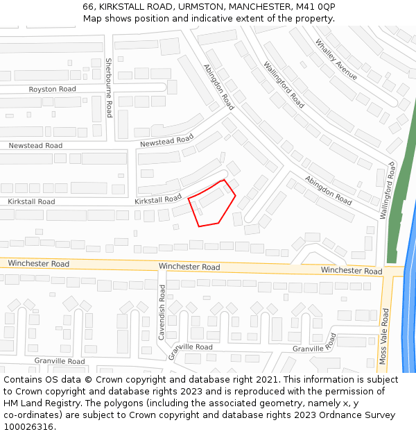 66, KIRKSTALL ROAD, URMSTON, MANCHESTER, M41 0QP: Location map and indicative extent of plot