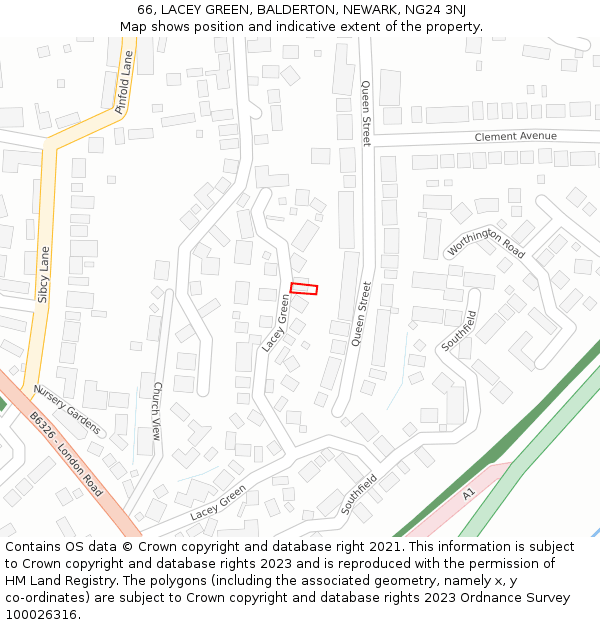 66, LACEY GREEN, BALDERTON, NEWARK, NG24 3NJ: Location map and indicative extent of plot