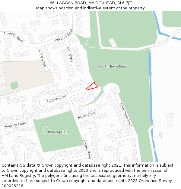 66, LAGGAN ROAD, MAIDENHEAD, SL6 7JZ: Location map and indicative extent of plot