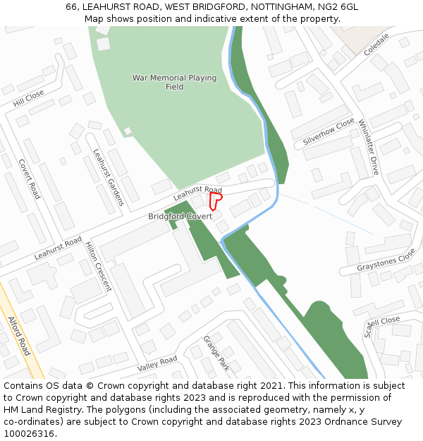 66, LEAHURST ROAD, WEST BRIDGFORD, NOTTINGHAM, NG2 6GL: Location map and indicative extent of plot