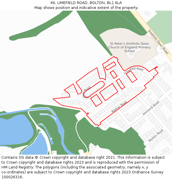 66, LIMEFIELD ROAD, BOLTON, BL1 6LA: Location map and indicative extent of plot