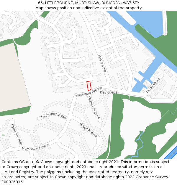 66, LITTLEBOURNE, MURDISHAW, RUNCORN, WA7 6EY: Location map and indicative extent of plot