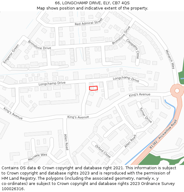 66, LONGCHAMP DRIVE, ELY, CB7 4QS: Location map and indicative extent of plot