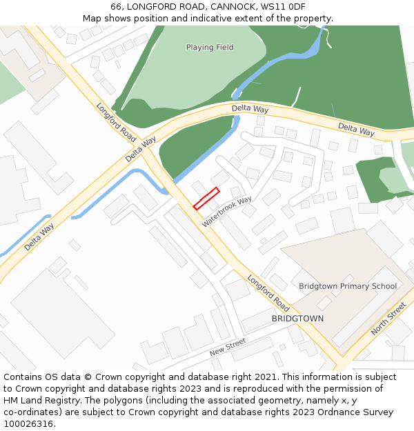 66, LONGFORD ROAD, CANNOCK, WS11 0DF: Location map and indicative extent of plot