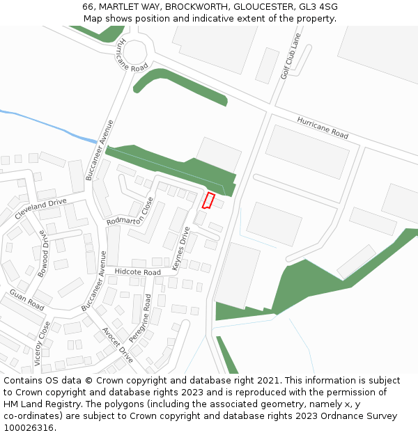 66, MARTLET WAY, BROCKWORTH, GLOUCESTER, GL3 4SG: Location map and indicative extent of plot