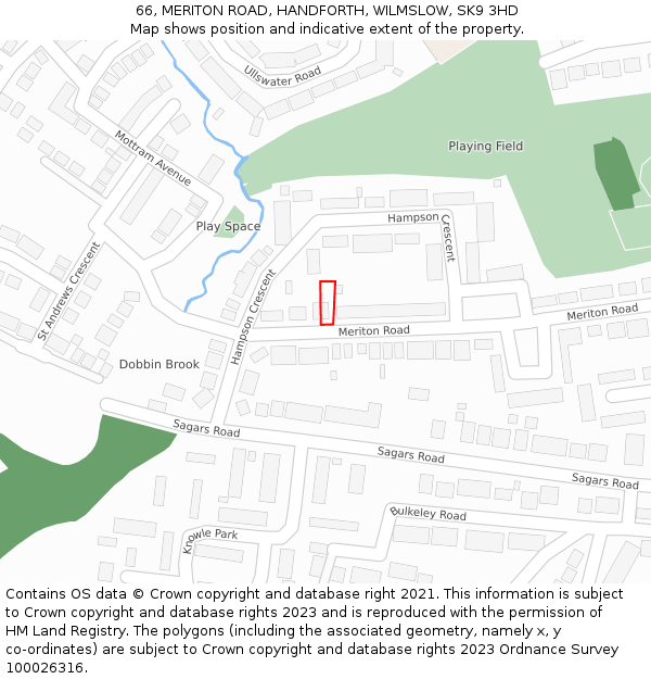 66, MERITON ROAD, HANDFORTH, WILMSLOW, SK9 3HD: Location map and indicative extent of plot