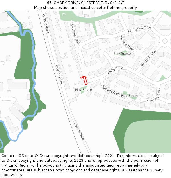 66, OADBY DRIVE, CHESTERFIELD, S41 0YF: Location map and indicative extent of plot