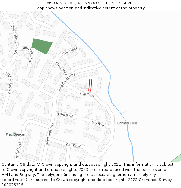 66, OAK DRIVE, WHINMOOR, LEEDS, LS14 2BF: Location map and indicative extent of plot