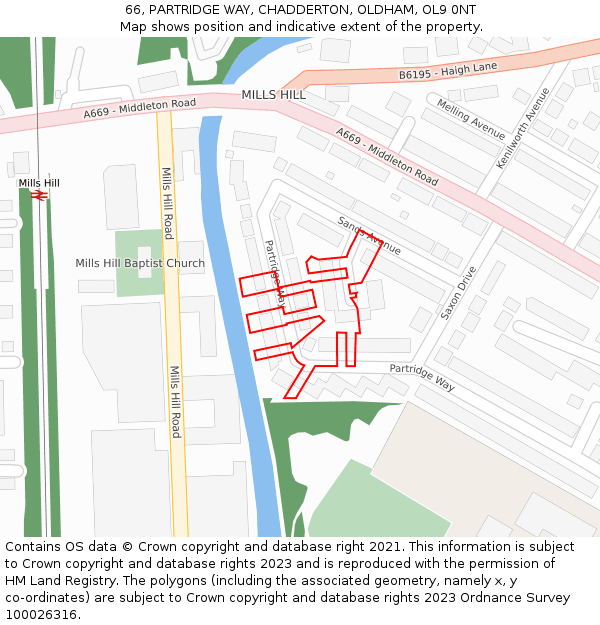 66, PARTRIDGE WAY, CHADDERTON, OLDHAM, OL9 0NT: Location map and indicative extent of plot