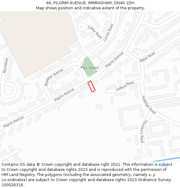 66, PILGRIM AVENUE, IMMINGHAM, DN40 1DH: Location map and indicative extent of plot